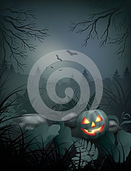 Halloween vector night scene