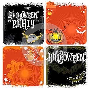 Halloween vector set of backgrounds with lettering