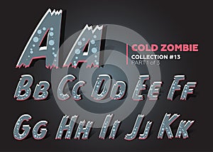 Halloween Vector Zombie Font. Raggy Alphabet in Horror Style.