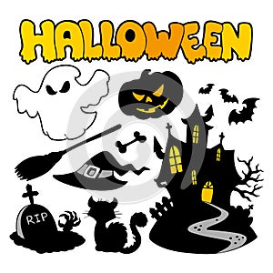Halloween vectors, illustrations, emojis, and patterns. Set of Halloween vektor.