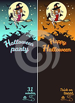 Halloween vertical banners - party invitation card and greetings