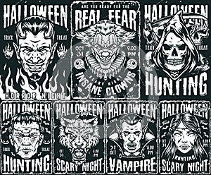 Halloween vintage posters set