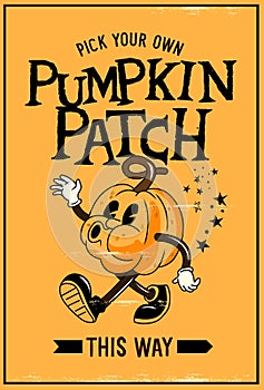 Halloween Vintage Pumpkin Patch farm Sign Banner