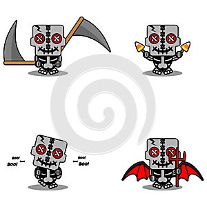 halloween voodoo skull doll mascot