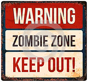 Halloween warning sign. Beware of zombies. Vector illustration.