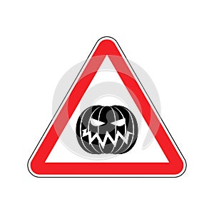 Halloween Warning sign red. Masquerade Hazard attention symbol.