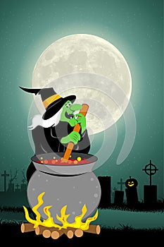 Halloween witch cooking