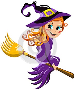 Halloween Witch Flying Broom Kid