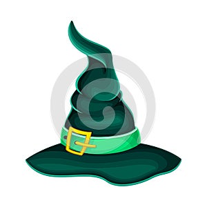 Halloween witch hat with buckle cartoon vector illustration