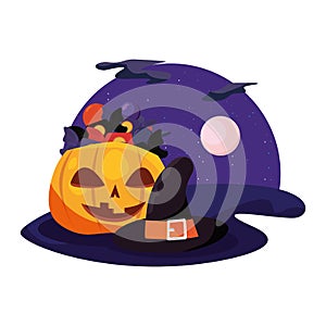 Halloween witch hat pumpkin candies night