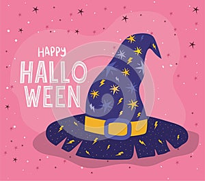 Halloween witch hat with stars vector design