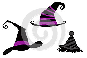 Halloween witch hat on white background