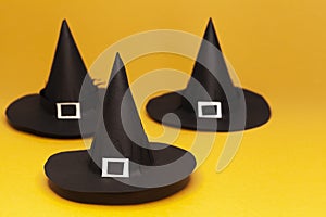 Halloween Witch Hats orange background