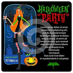 Halloween Witch. Vector template. Halloween series