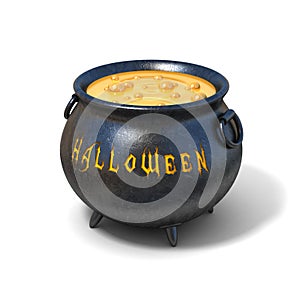 Halloween witches cauldron 3d illustration