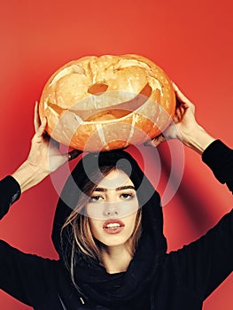 Halloween woman with pretty face.