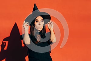 Halloween Woman in Witch Costume Outdoors Portrait