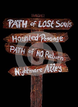 Halloween, wooden direction signs