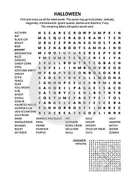 Halloween word search puzzle