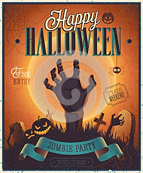 Halloween Zombie Party Poster.