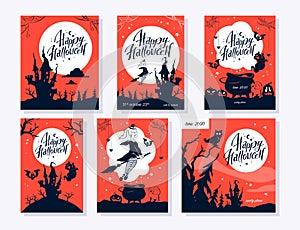 HalloweenCollection of Halloween party flayer, poster, card, design template.