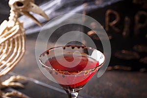 Halloweens drink red martini cocktail