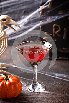 Halloweens drink red martini cocktail