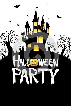 Hallowen party - poster/ banner with spooky castle