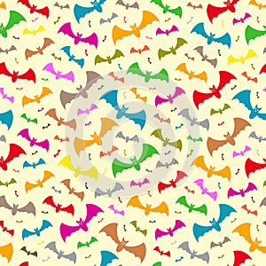 Hallowen pattern of colorful flying bats photo