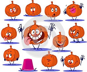 Hallowen Pumpkin Cartoon Stickers Funny Vector Illustration photo