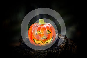 Hallowen pumpkin with shining eyes photo