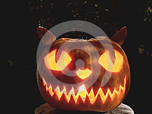 Hallowin face in The night Time with internal Light.