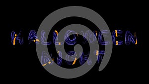 Hallowing night dark blue letters with orange hotspots, 3d rend