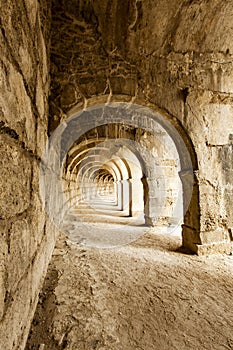 Halls of Roman theatre at Aspendos