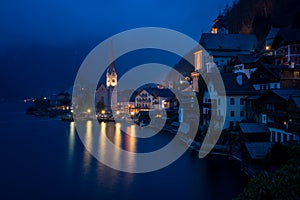 Hallstatt, Austria at night