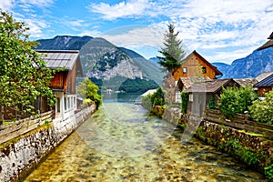 Hallstatt Austria traditional wooden austrian houses