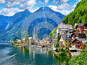 Hallstatt Austria view to Hallstattersee lake