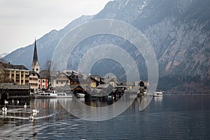 Hallstatt lakeside town in the Alps, Austria