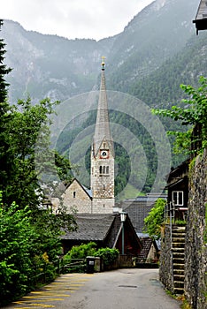 Hallstatt in rainy day