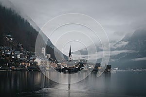 Hallstatt on the shore of Lake Hallstatt