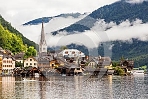 Hallstatt, town on shore of alpine lake in Austria