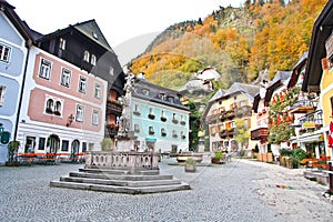 Hallstatt town square in Autumn