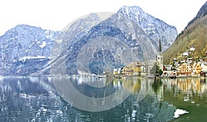 Hallstatt village in Alps, Austria