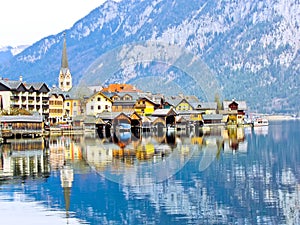 Hallstatt village in Alps, Austria