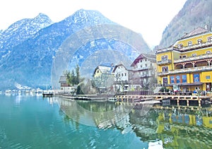 Hallstatt village in Alps, Austria