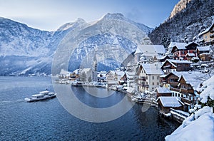 Hallstatt in winter, Salzkammergut, Austria