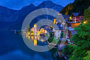 Hallstatter Lake in Alps mountains