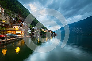 Hallstatter Lake in Alps mountains