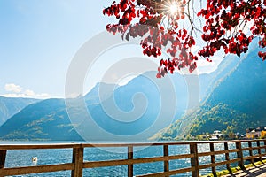 Hallstatter lake in Hallstatt village, Austrian Alps.