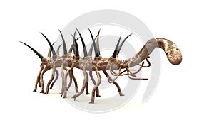 Hallucigenia, prehistoric aquatic animal from the Cambrian Period isolated on white background 3d paleoart illustration photo